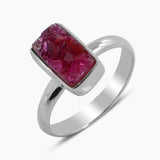 Raw Cobalto Calcite Druzy Silver Rings