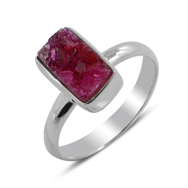 Raw Cobalto Calcite Druzy Silver Rings