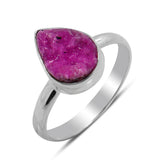 Raw Cobalto Calcite Druzy Silver Ring