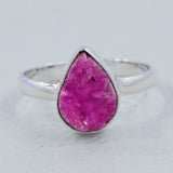 Raw Cobalto Calcite Druzy Silver Ring