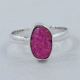 Raw Cobalto Calcite Druzy Silver Ring