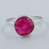 Raw Cobalto Calcite Druzy Silver Ring