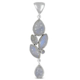 Rainbow Moonstone Cabochon Silver Pendant