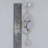 Rainbow Moonstone Cabochon Silver Pendant