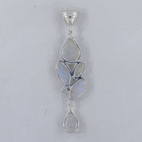 Rainbow Moonstone Cabochon Silver Pendant