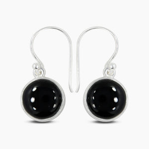 Black Onyx Silver Earrings