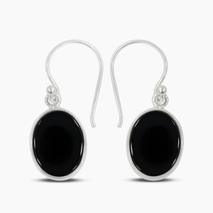Black Onyx Silver Earrings