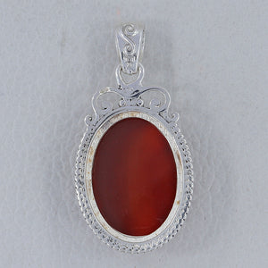 Hand Carved Red Onyx Silver Pendants
