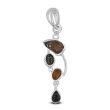 Multi Tourmaline Gemstone Silver Pendant