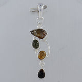 Multi Tourmaline Gemstone Silver Pendant