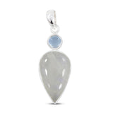 Rainbow Moonstone, Blue Topaz Gemstone Pendant 925 Sterling Silver