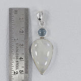 Rainbow Moonstone, Blue Topaz Gemstone Pendant 925 Sterling Silver