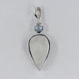 Rainbow Moonstone, Blue Topaz Gemstone Pendant 925 Sterling Silver