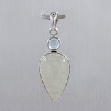 Rainbow Moonstone, Blue Topaz Gemstone Pendant 925 Sterling Silver