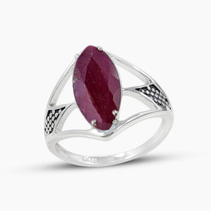 Natural Ruby Silver Rings