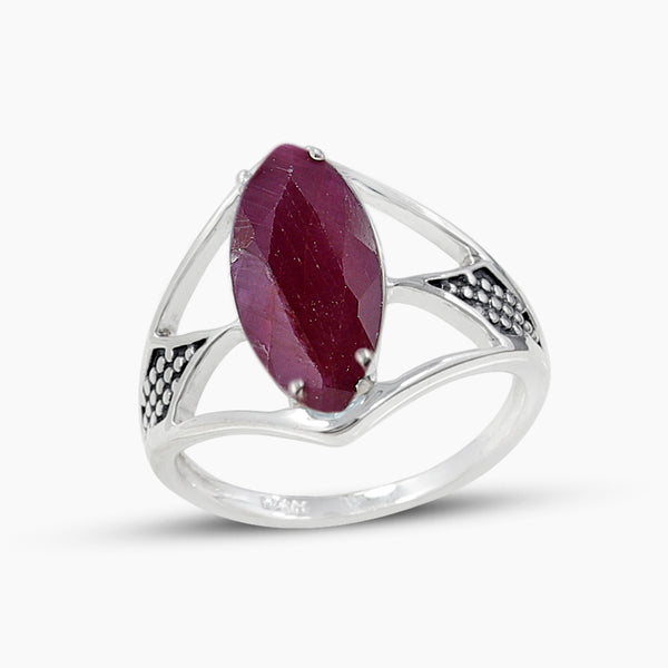 Natural Ruby Silver Rings