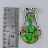 Green Copper Turquoise 925 Sterling Silver Pendant