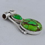 Green Copper Turquoise 925 Sterling Silver Pendant