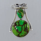 Green Copper Turquoise 925 Sterling Silver Pendant