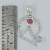 Rainbow Moonstone Silver Pendant