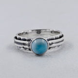 Genuine Larimar Silver Ring