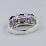 Amethyst Three Stone Silver Ring