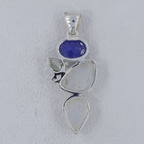 Rainbow Moonstone, Tanzanite, Silver Pendant