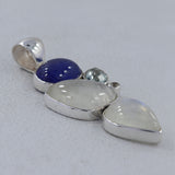 Rainbow Moonstone, Tanzanite, Silver Pendant