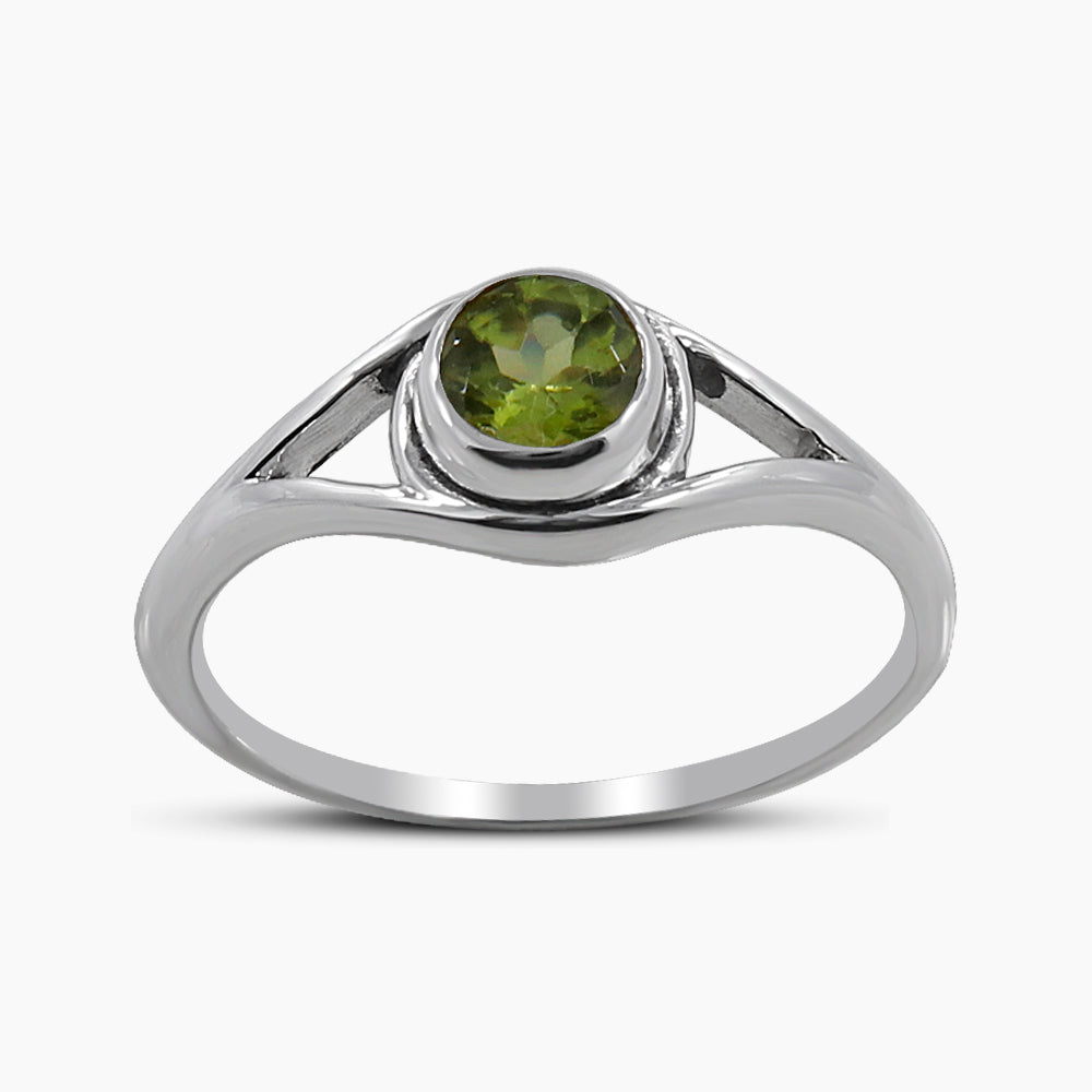 Natural Peridot Silver Rings
