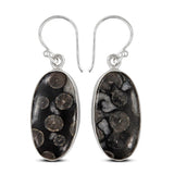 Black Coral Silver Earrings