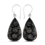 Black Coral Silver Earrings