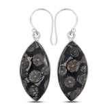 Black Coral Silver Earrings