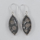 Black Coral Silver Earrings