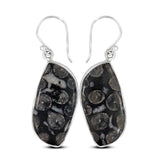 Black Coral Silver Earrings