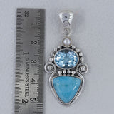 925 Silver Larimar & Blue Topaz Pendant