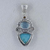 925 Silver Larimar & Blue Topaz Pendant