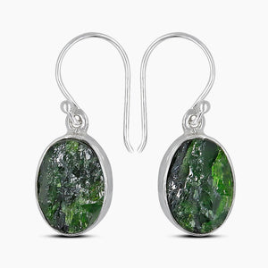 Chrome Diopside Silver Earrings