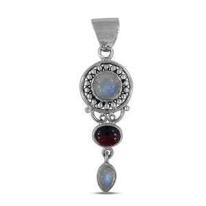 Rainbow Moonstone Silver Pendants