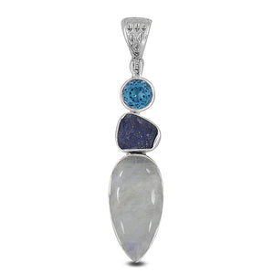 Rainbow Moonstone Silver Pendant