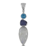 925 Sterling Silver Rainbow Moonstone Pendant