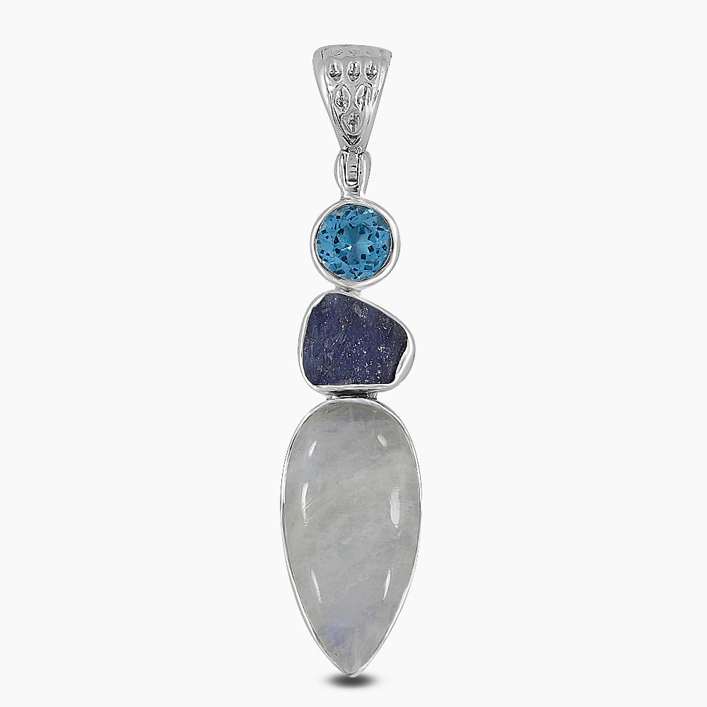 Rainbow Moonstone Silver Pendants