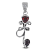 Natural Red Garnet 925 Sterling Silver Pendant