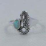 Rainbow Moonstone Sea Horse Designer Ring