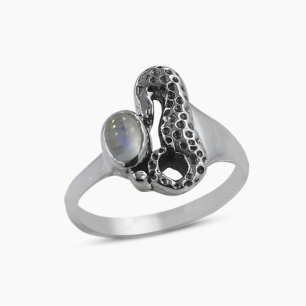 Rainbow Moonstone Sea Horse Designer Rings