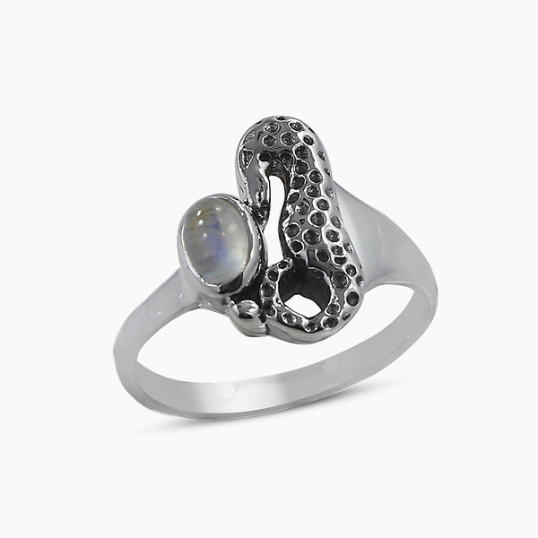 Rainbow Moonstone Sea Horse Designer Rings