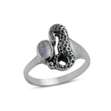 Rainbow Moonstone Sea Horse Designer Ring