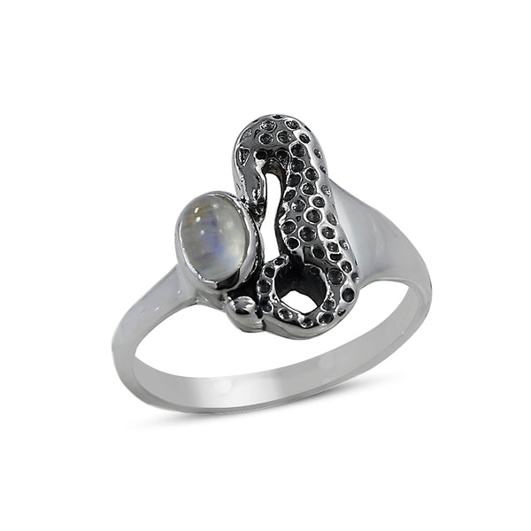 Rainbow Moonstone Sea Horse Designer Rings