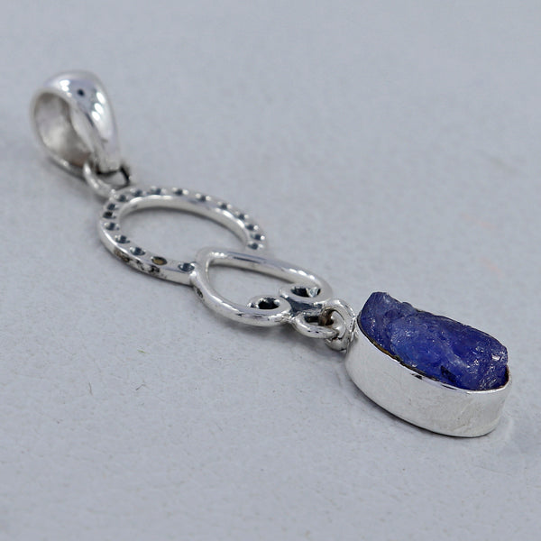 925 Sterling Silver Rough Tanzanite Pendants