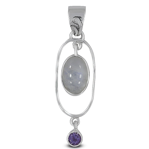 Rainbow Moonstone Silver Pendant