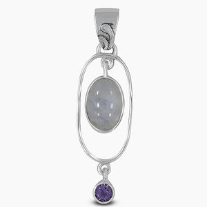 Rainbow Moonstone Silver Pendant